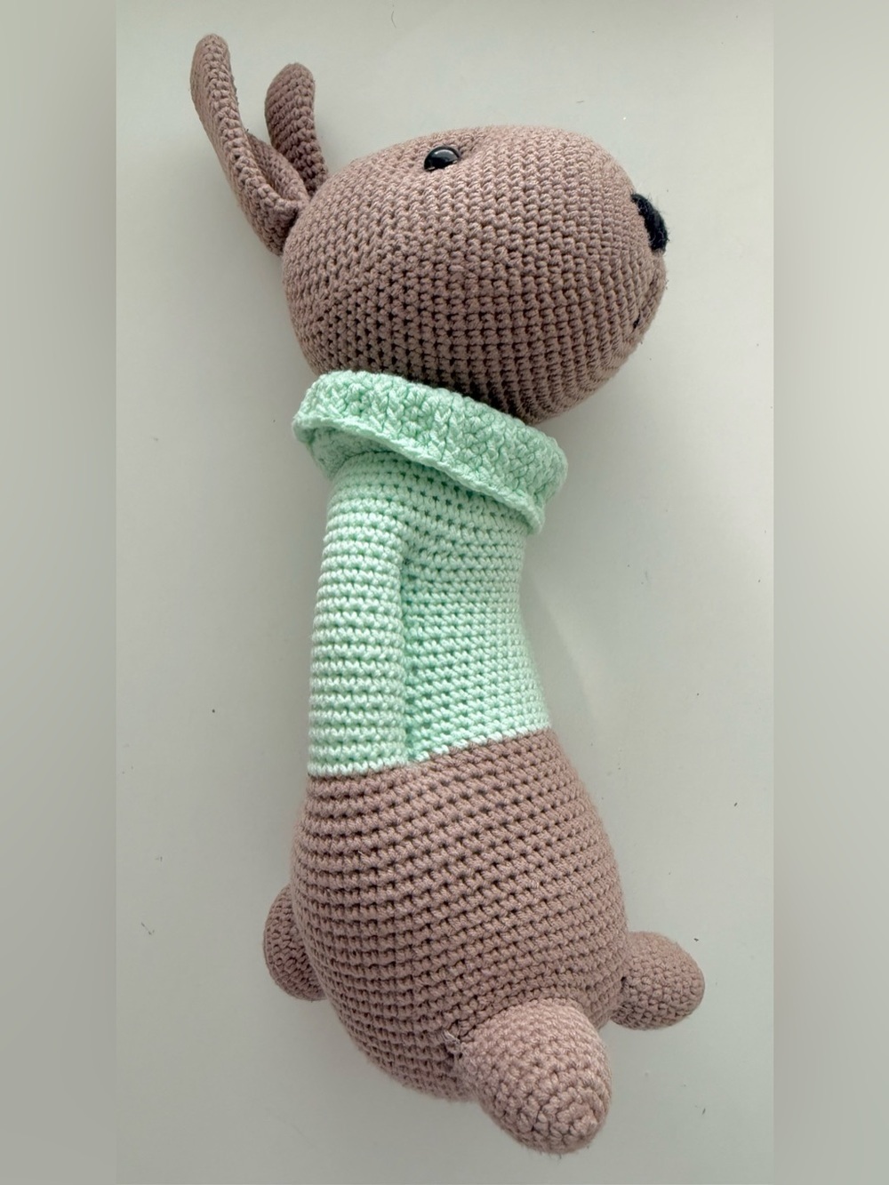 Handmade Crochet Dog Plush Toy in Brown and Mint